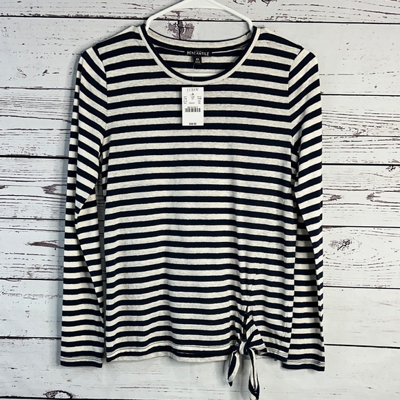 J. Crew Tops - J. Crew Navy and White Striped Long Sleeve Top